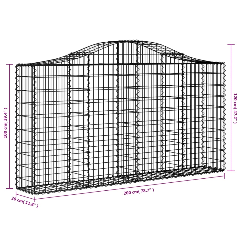 Schanskorven 8 st gewelfd 200x30x100/120 cm ijzer