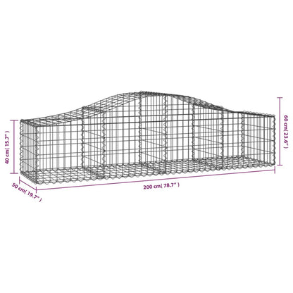 Schanskorven 7 st gewelfd 200x50x40/60 cm gegalvaniseerd ijzer