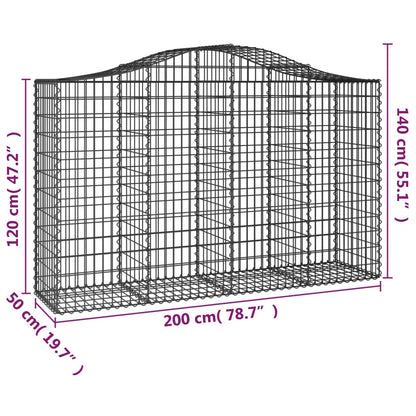 Schanskorven 7 st gewelfd 200x50x120/140 cm ijzer