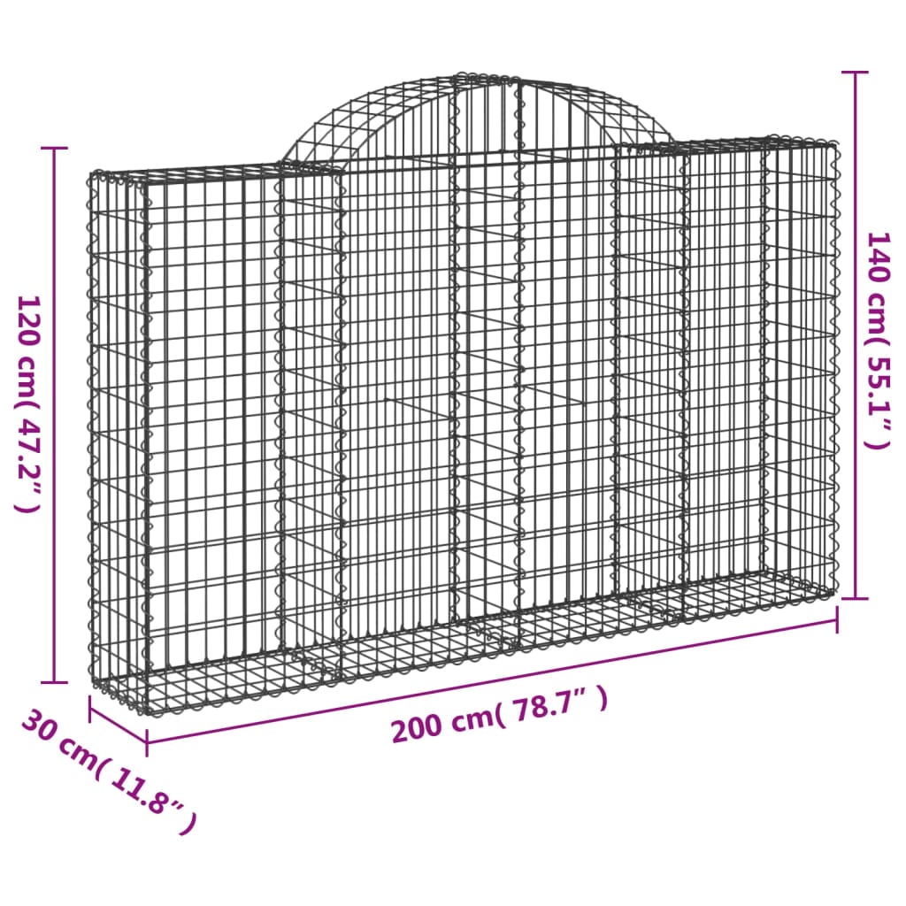 Schanskorven 8 st gewelfd 200x30x120/140 cm ijzer