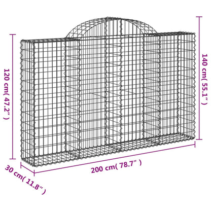 Schanskorven 8 st gewelfd 200x30x120/140 cm ijzer