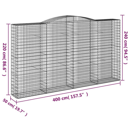 Schanskorven 7 st gewelfd 400x50x220/240 cm ijzer