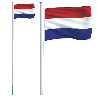 Vlag met vlaggenmast Nederland 6,23 m aluminium