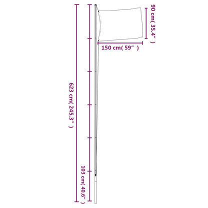 Vlag met vlaggenmast Frankrijk 6,23 m aluminium