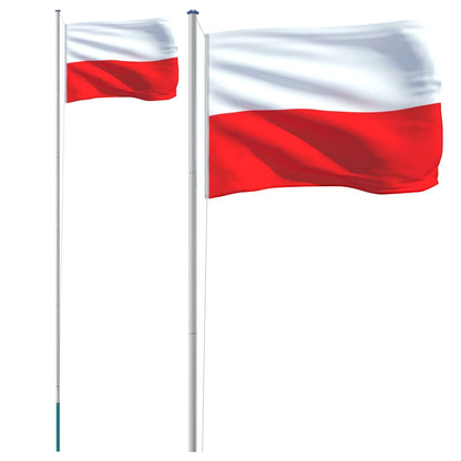 Vlag met vlaggenmast Polen 6,23 m aluminium