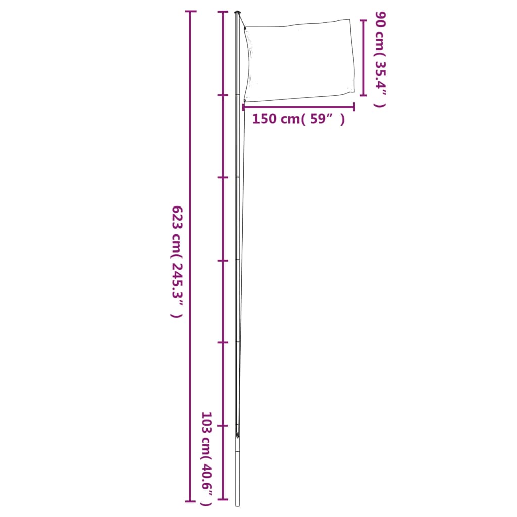 Vlag met vlaggenmast Tsjechië 6,23 m aluminium