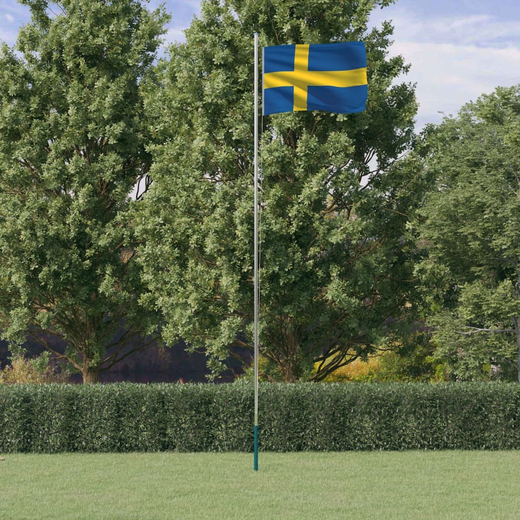 Vlag met vlaggenmast Zweden 6,23 m aluminium