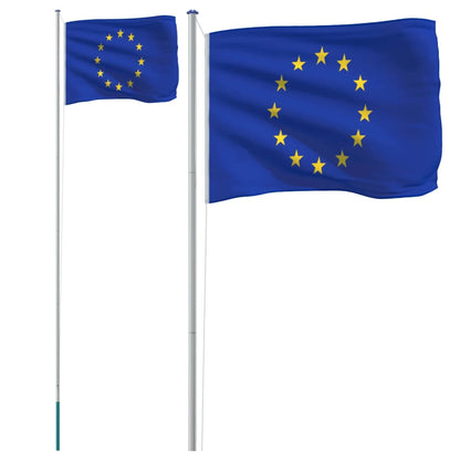 Vlag met vlaggenmast Europa 6,23 m aluminium