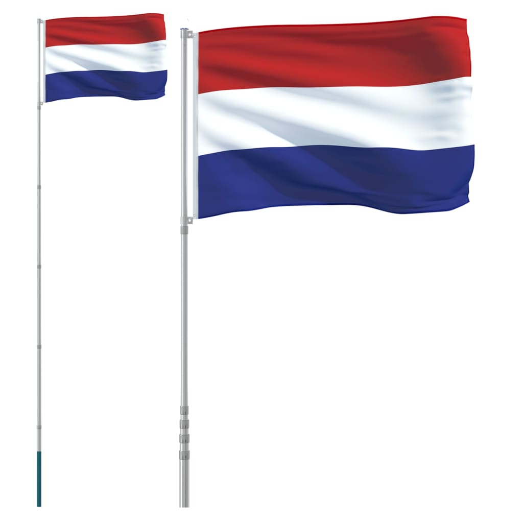 Vlag met vlaggenmast Nederland 5,55 m aluminium