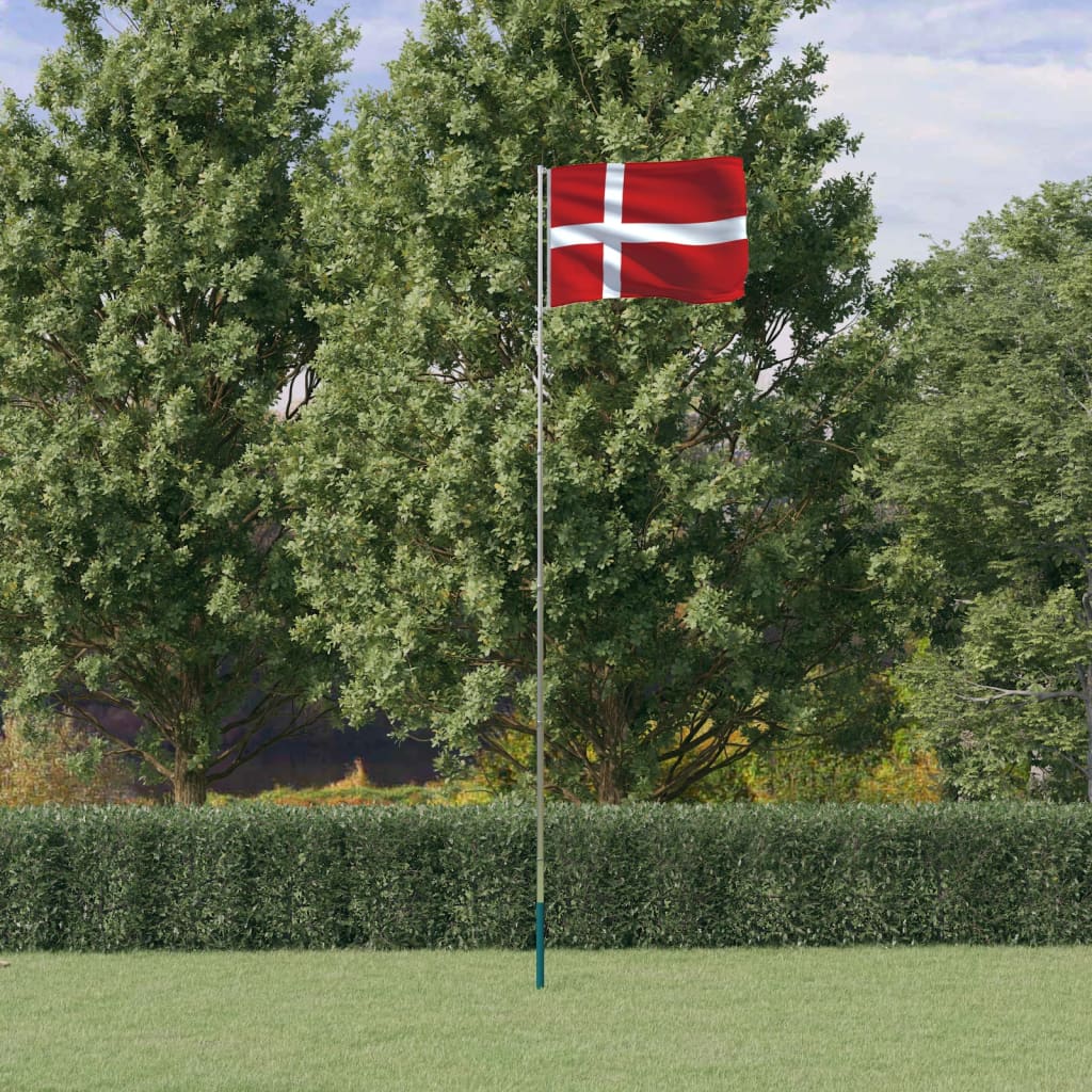 Vlag met vlaggenmast Denemarken 5,55 m aluminium