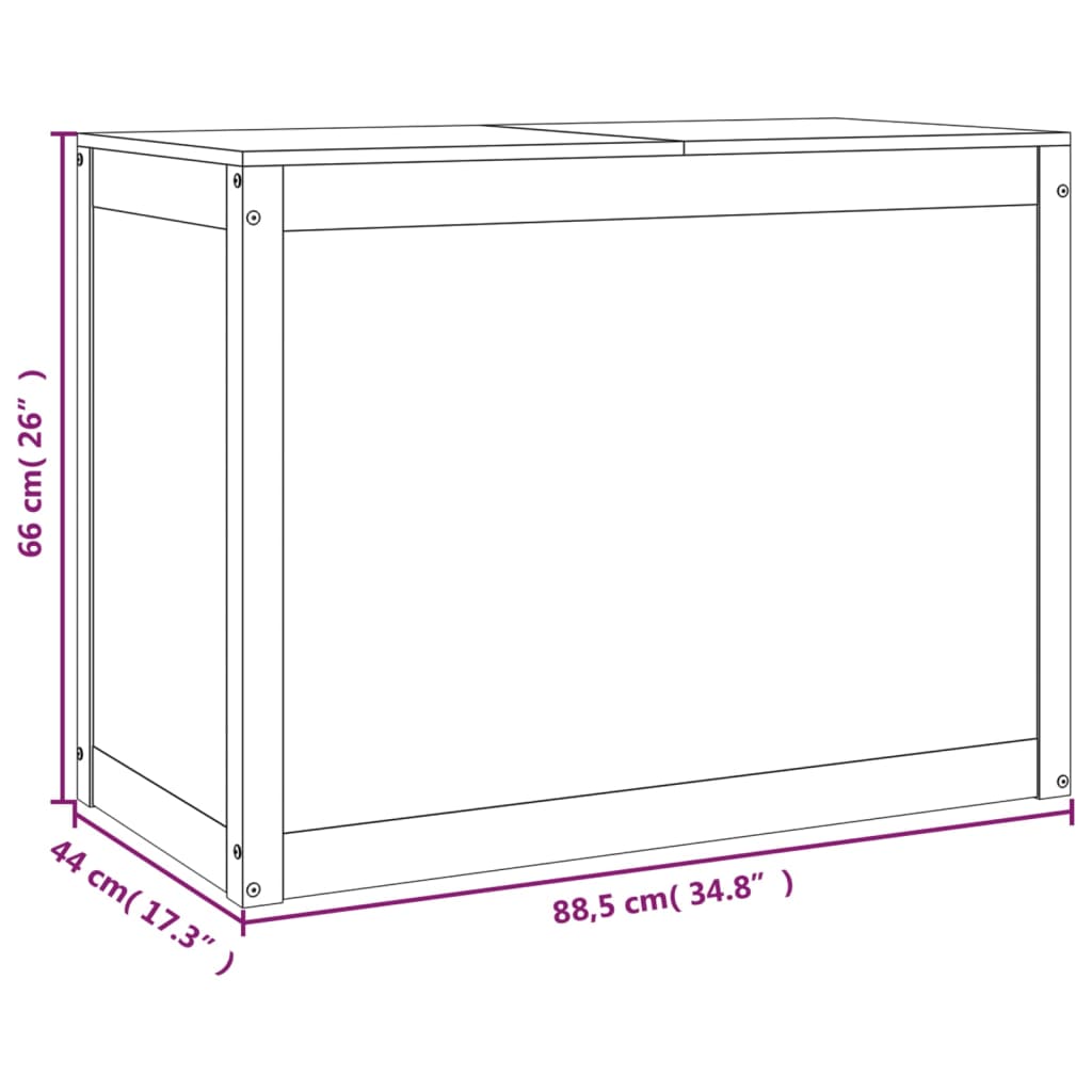 Wasmand 88,5x44x66 cm massief grenenhout grijs