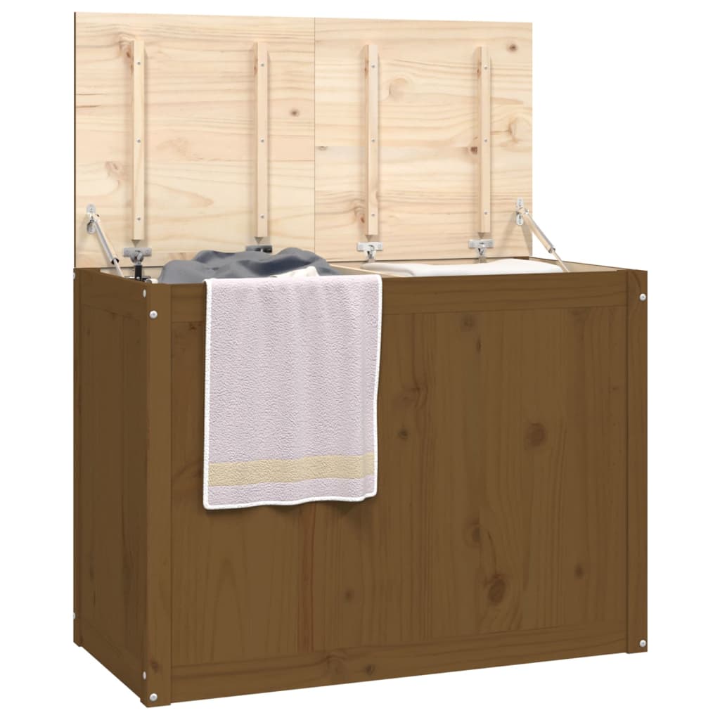 Wasmand 88,5x44x66 cm massief grenenhout honingbruin