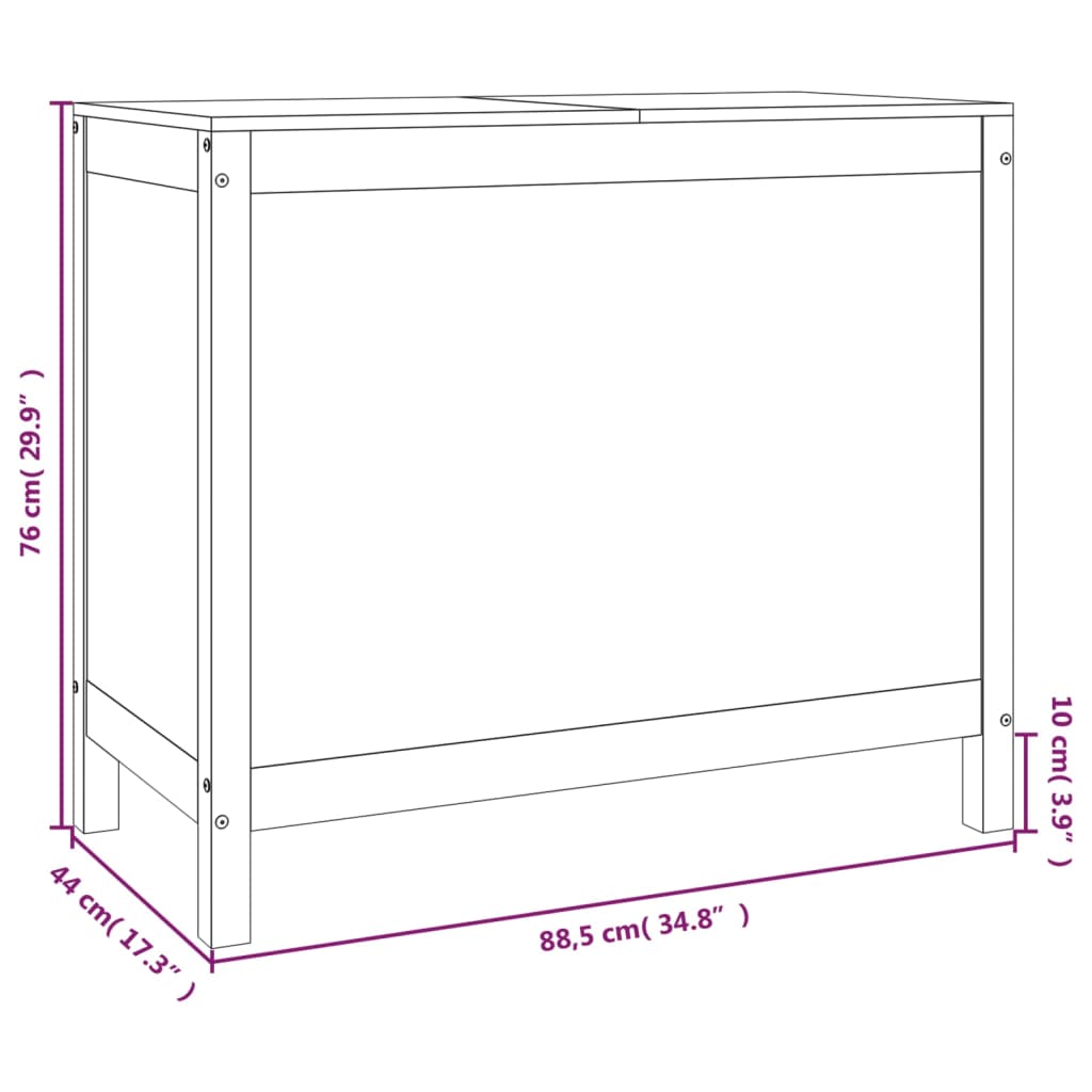 Wasmand 88,5x44x76 cm massief grenenhout honingbruin