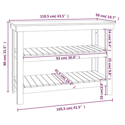 Werkbank 110,5x50x80 cm massief grenenhout honingbruin