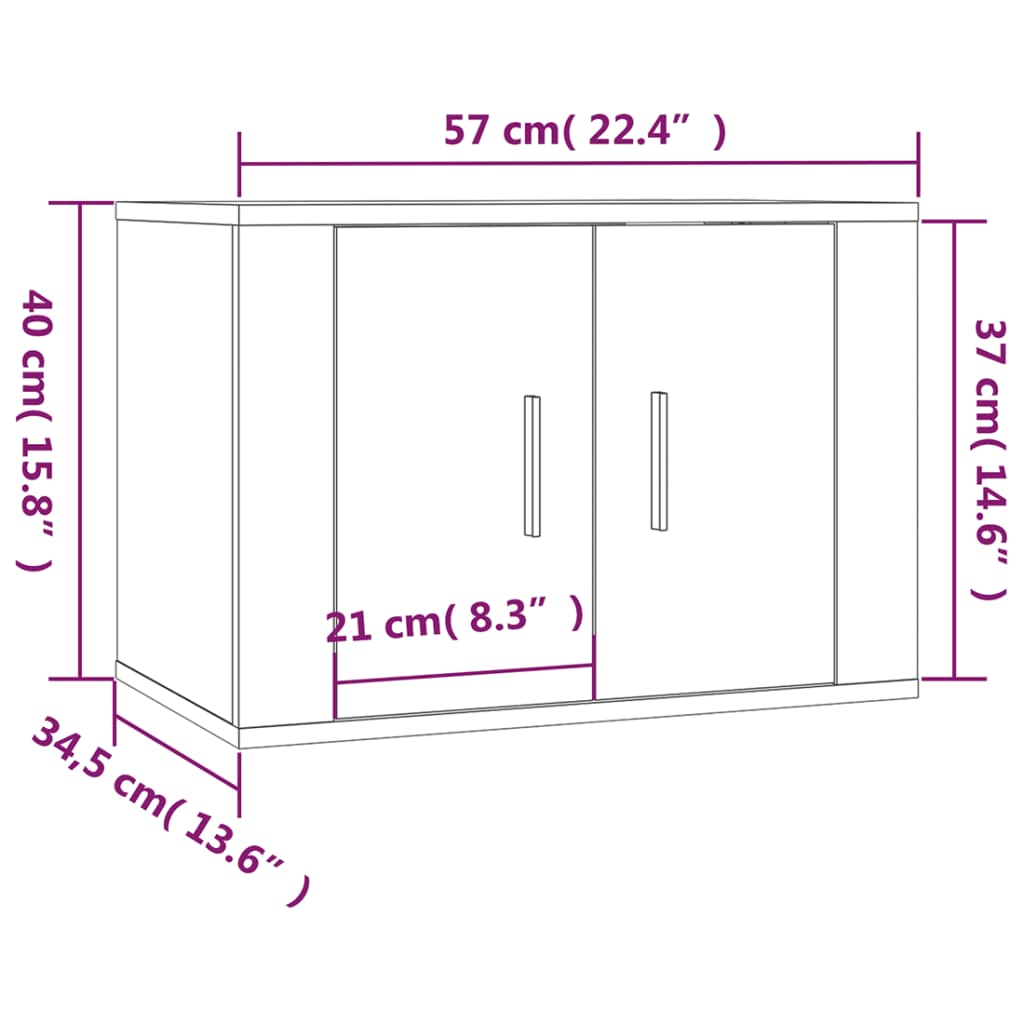 Tv-wandmeubel 57x34,5x40 cm grijs sonoma eikenkleurig