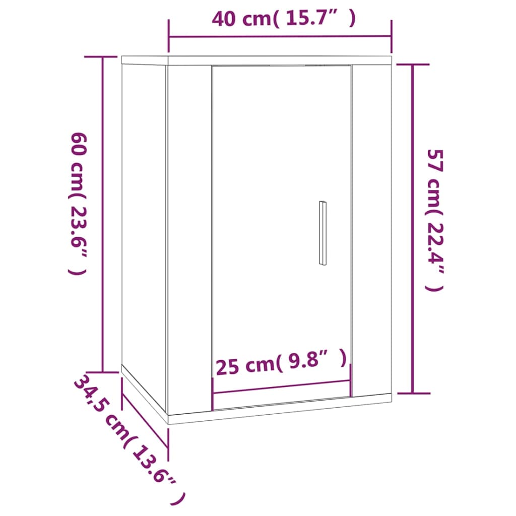 Tv-wandmeubel 40x34,5x60 cm hoogglans wit