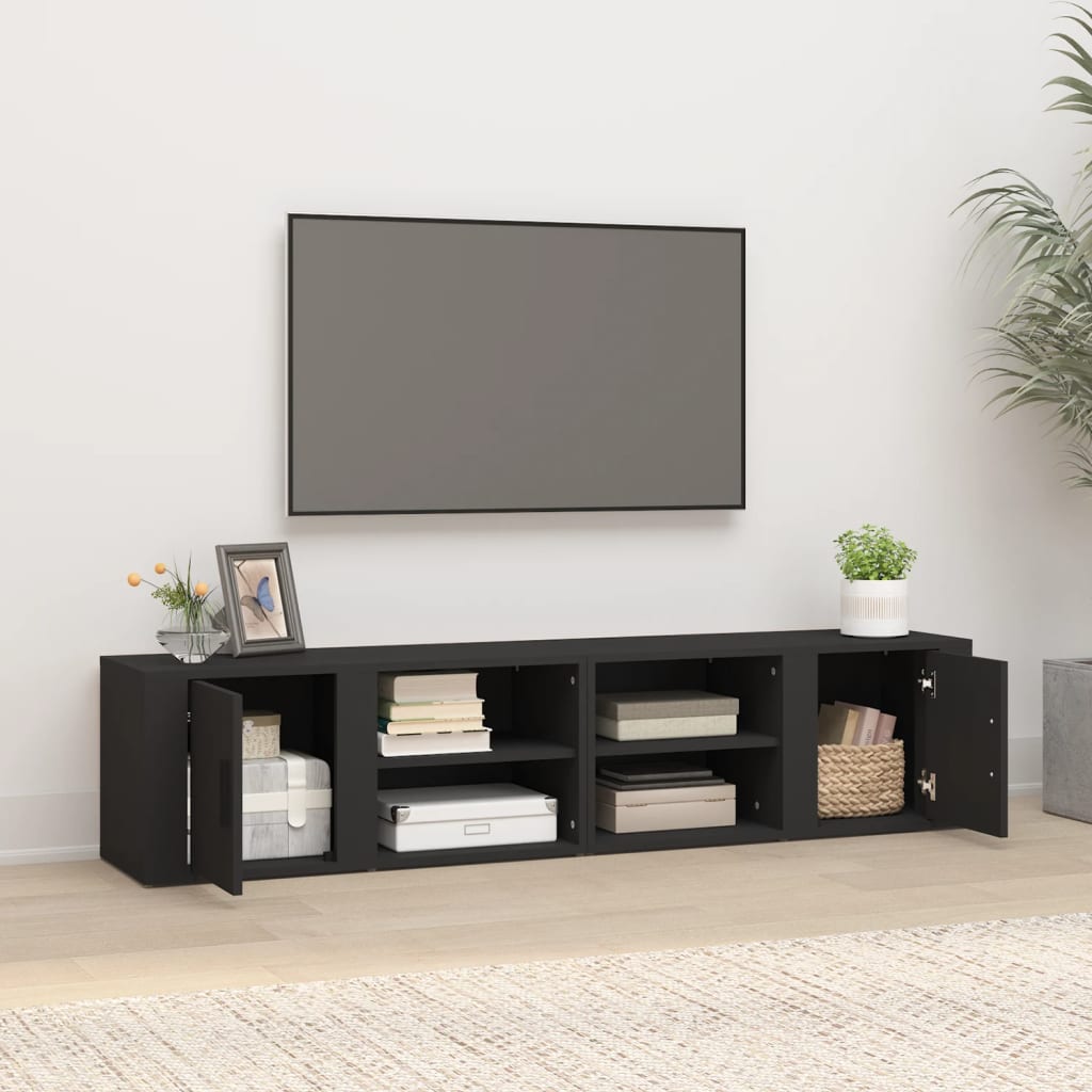 Tv-meubels 2 st 80x31,5x36 cm bewerkt hout zwart