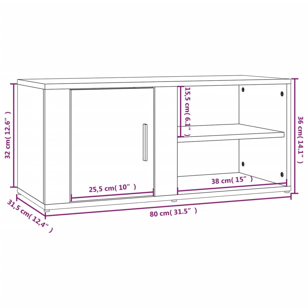 Tv-meubels 2 st 80x31,5x36 cm bewerkt hout zwart