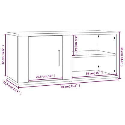 Tv-meubel 80x31,5x36 cm bewerkt hout hoogglans wit