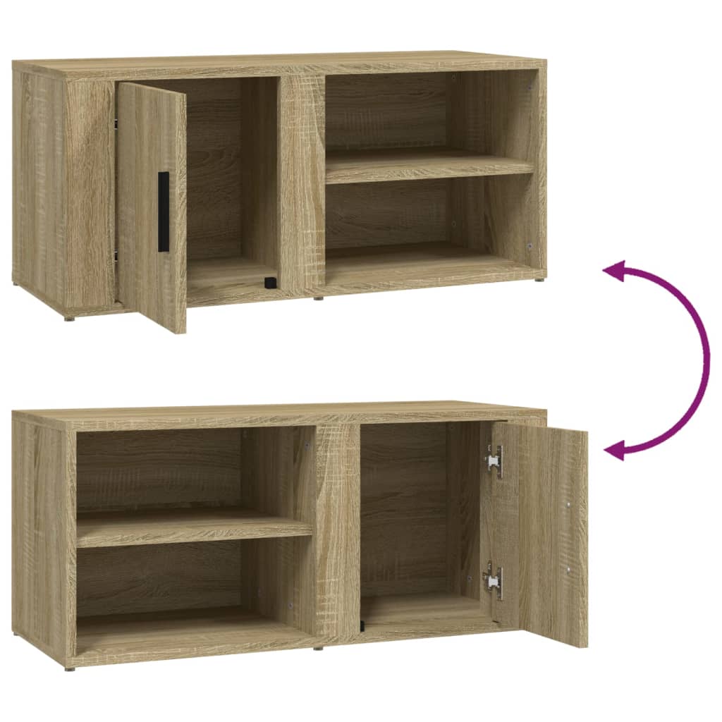 Tv-meubel 80x31,5x36 cm bewerkt hout sonoma eikenkleurig