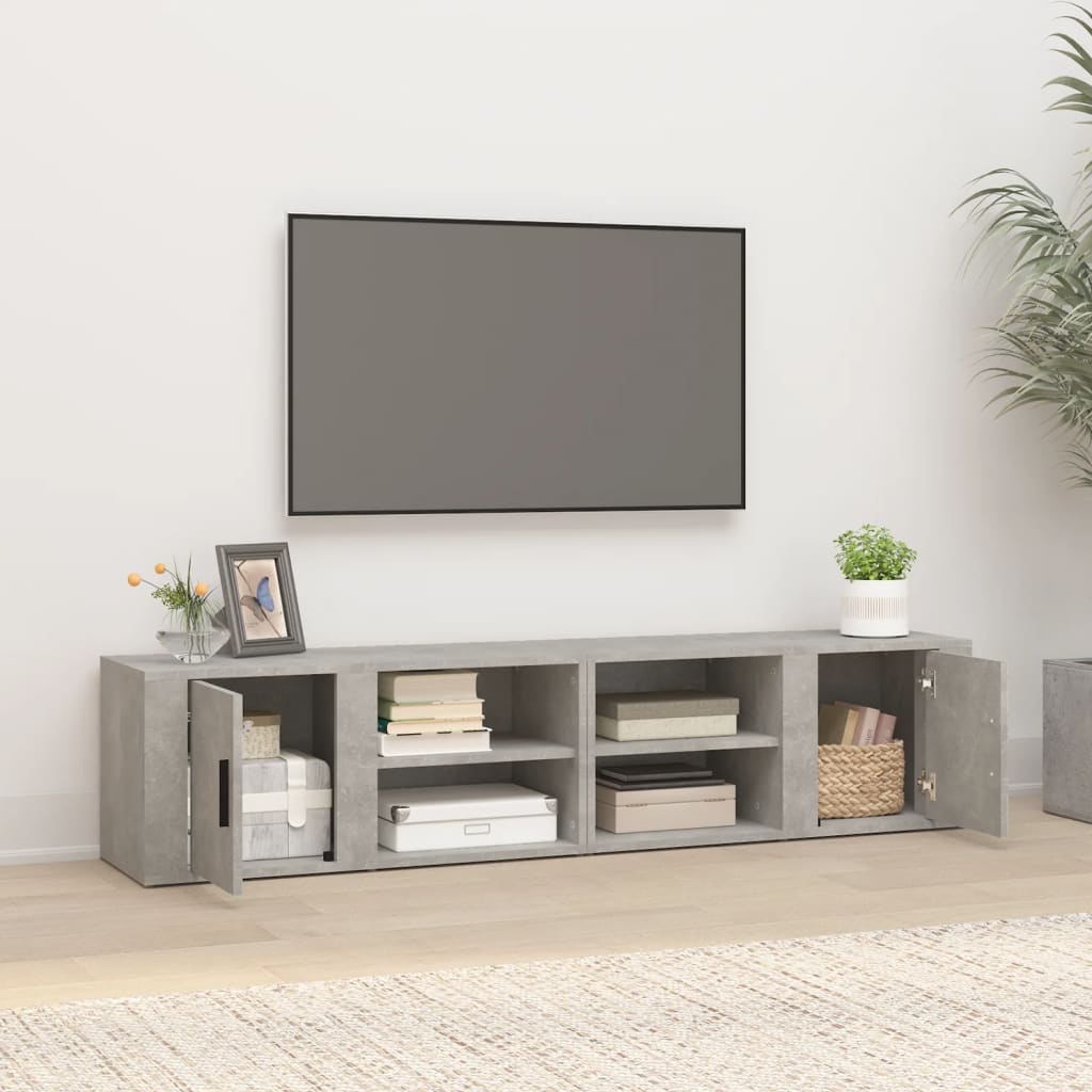 Tv-meubels 2 st 80x31,5x36 cm bewerkt hout betongrijs