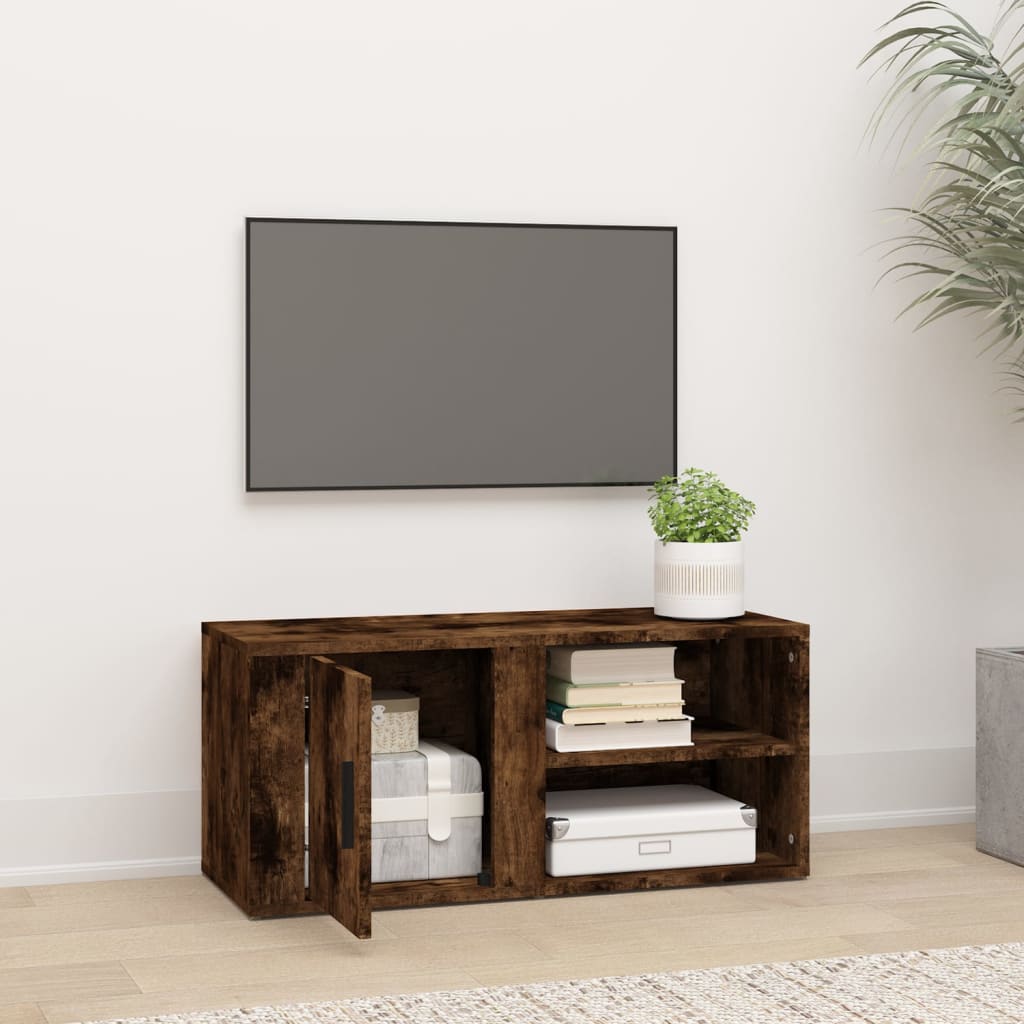 Tv-meubel 80x31,5x36 cm bewerkt hout gerookt eikenkleurig