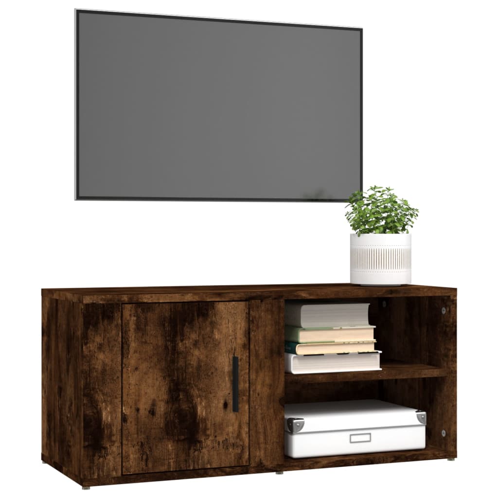 Tv-meubel 80x31,5x36 cm bewerkt hout gerookt eikenkleurig