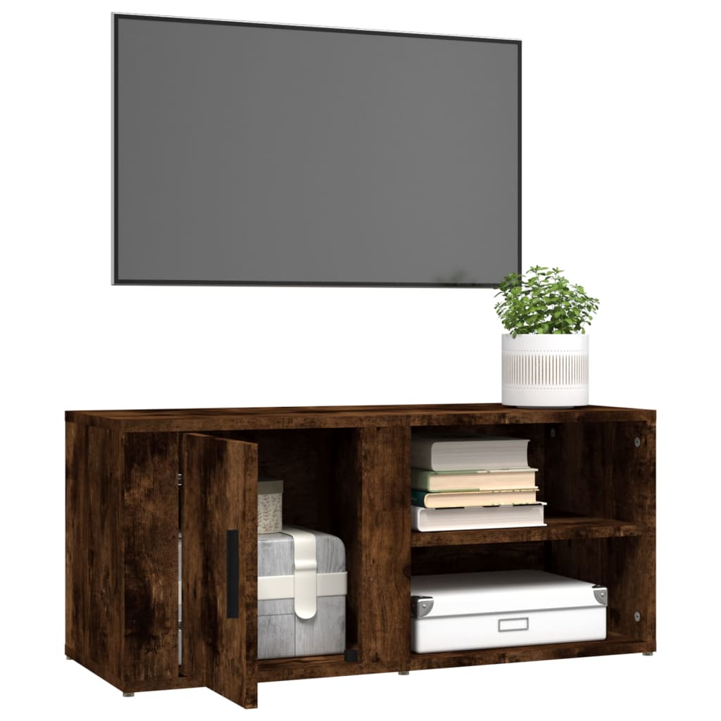 Tv-meubel 80x31,5x36 cm bewerkt hout gerookt eikenkleurig