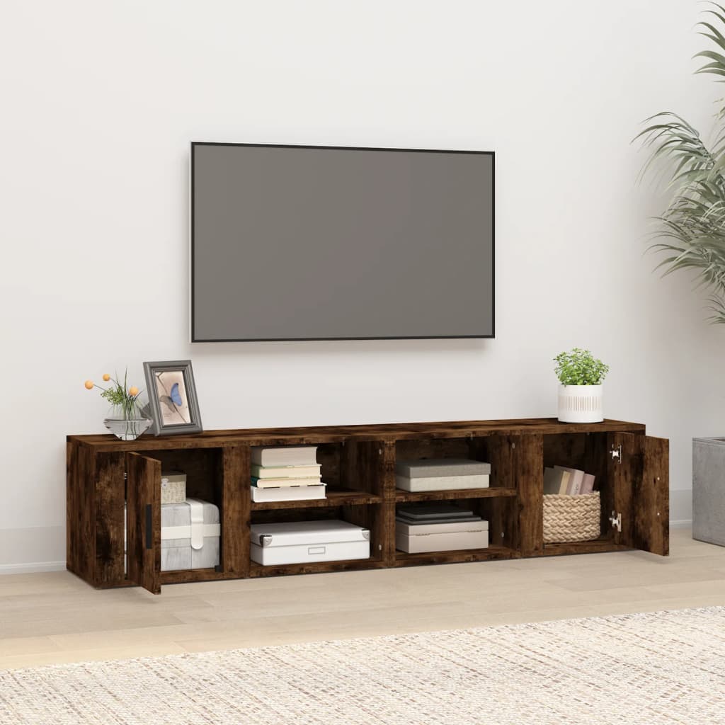 Tv-meubels 2 st 80x31,5x36 cm bewerkt hout gerookt eikenkleurig