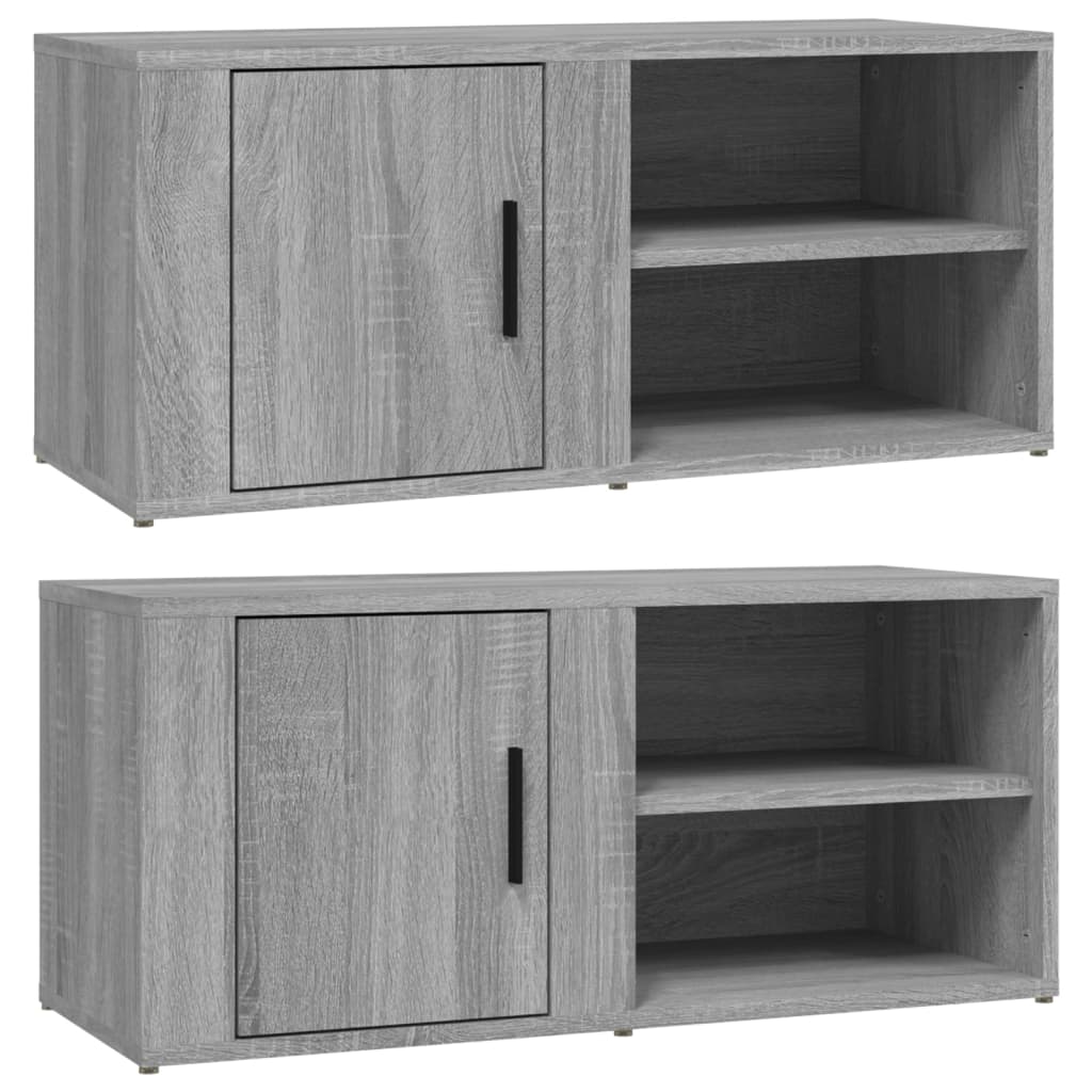 Tv-meubels 2 st 80x31,5x36 cm bewerkt hout grijs sonoma eiken