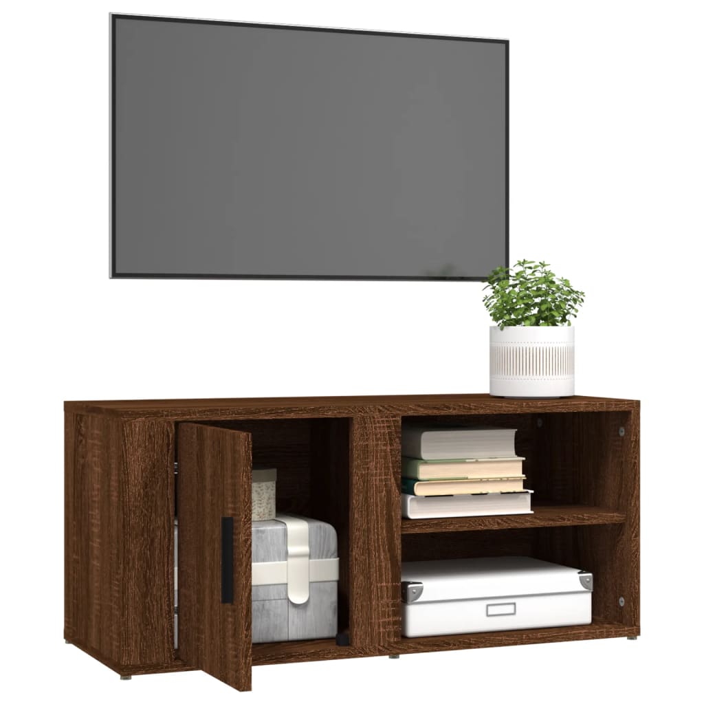 Tv-meubel 80x31,5x36 cm bewerkt hout bruin eikenkleur