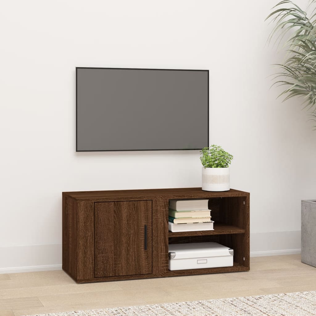 Tv-meubel 80x31,5x36 cm bewerkt hout bruin eikenkleur