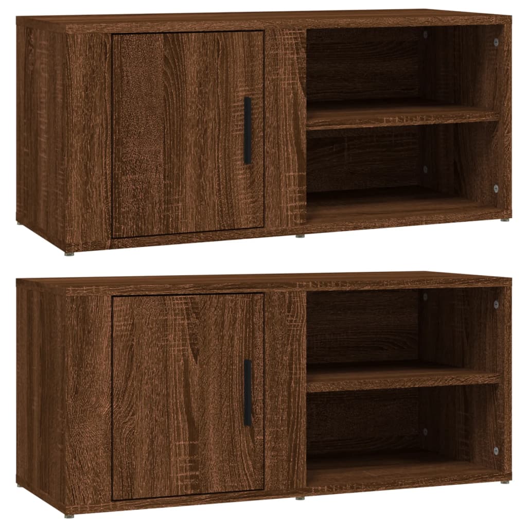 Tv-meubels 2 st 80x31,5x36 cm bewerkt hout bruin eikenkleur