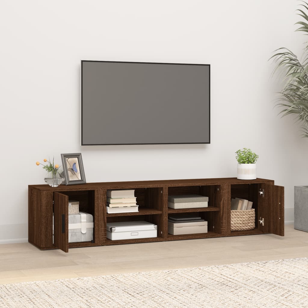 Tv-meubels 2 st 80x31,5x36 cm bewerkt hout bruin eikenkleur