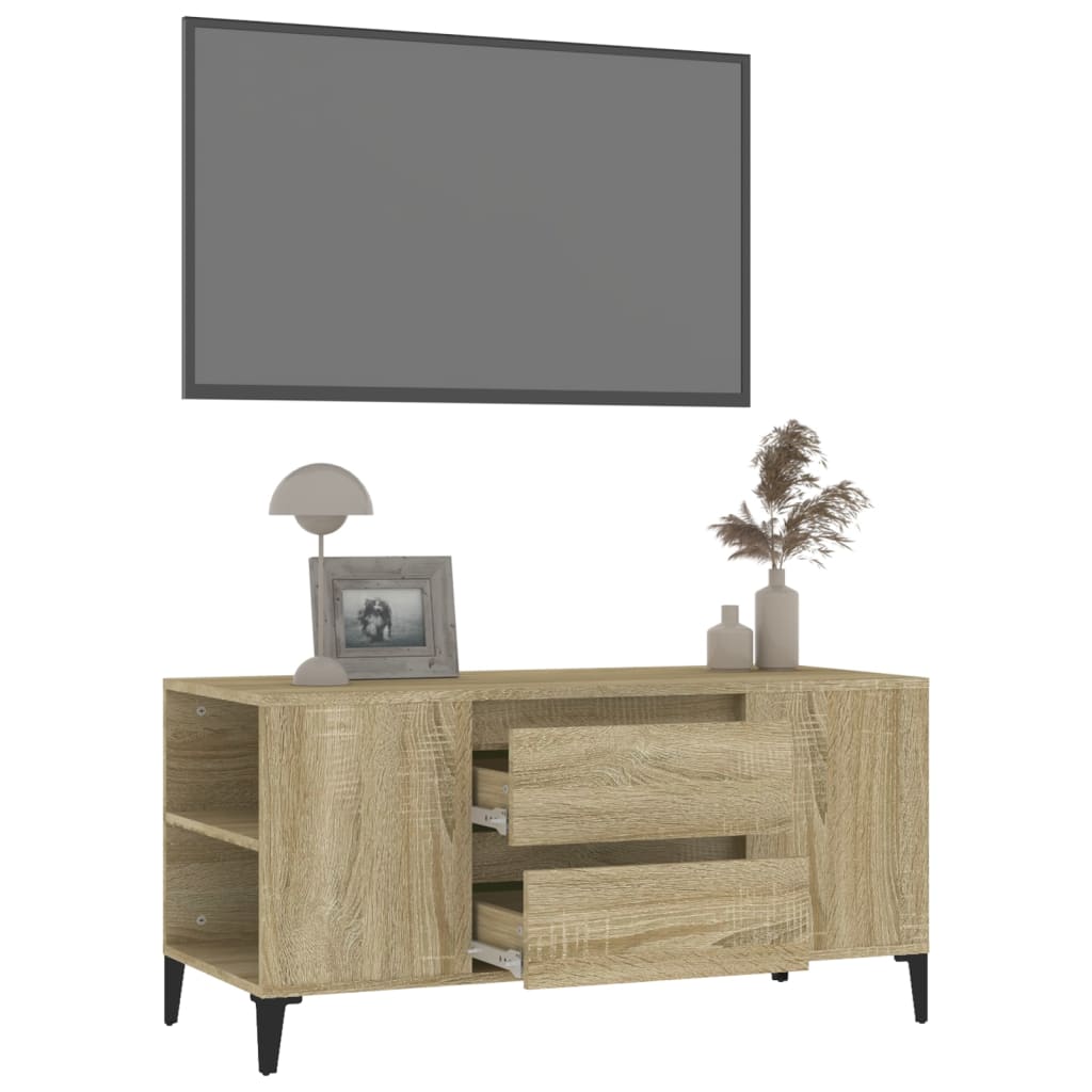 Tv-meubel 102x44,5x50 cm bewerkt hout sonoma eikenkleurig