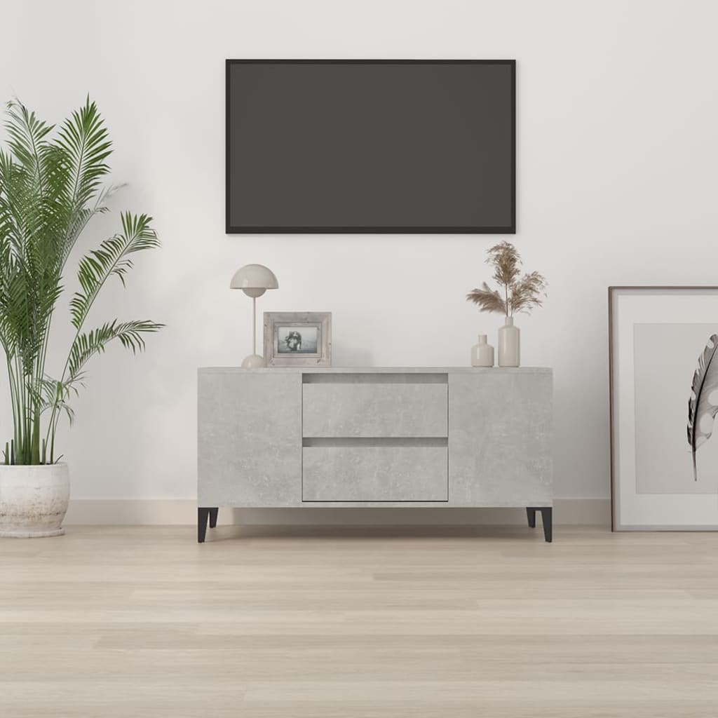 Tv-meubel 102x44,5x50 cm bewerkt hout betongrijs