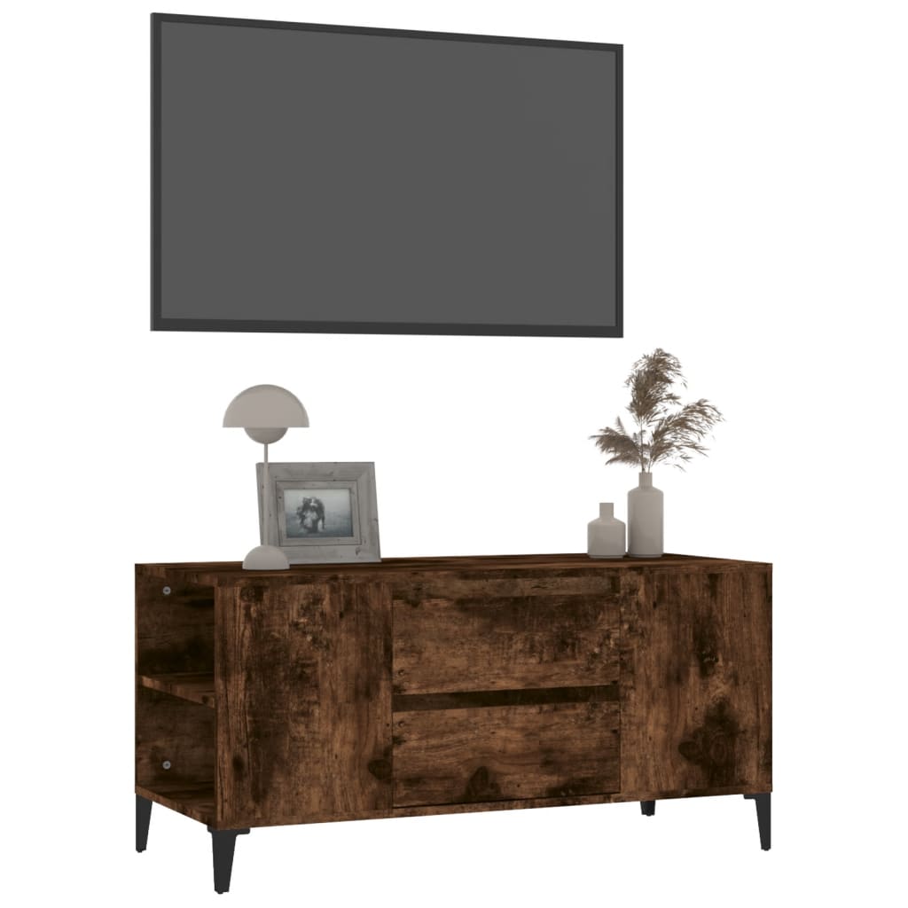 Tv-meubel 102x44,5x50 cm bewerkt hout gerookt eikenkleurig