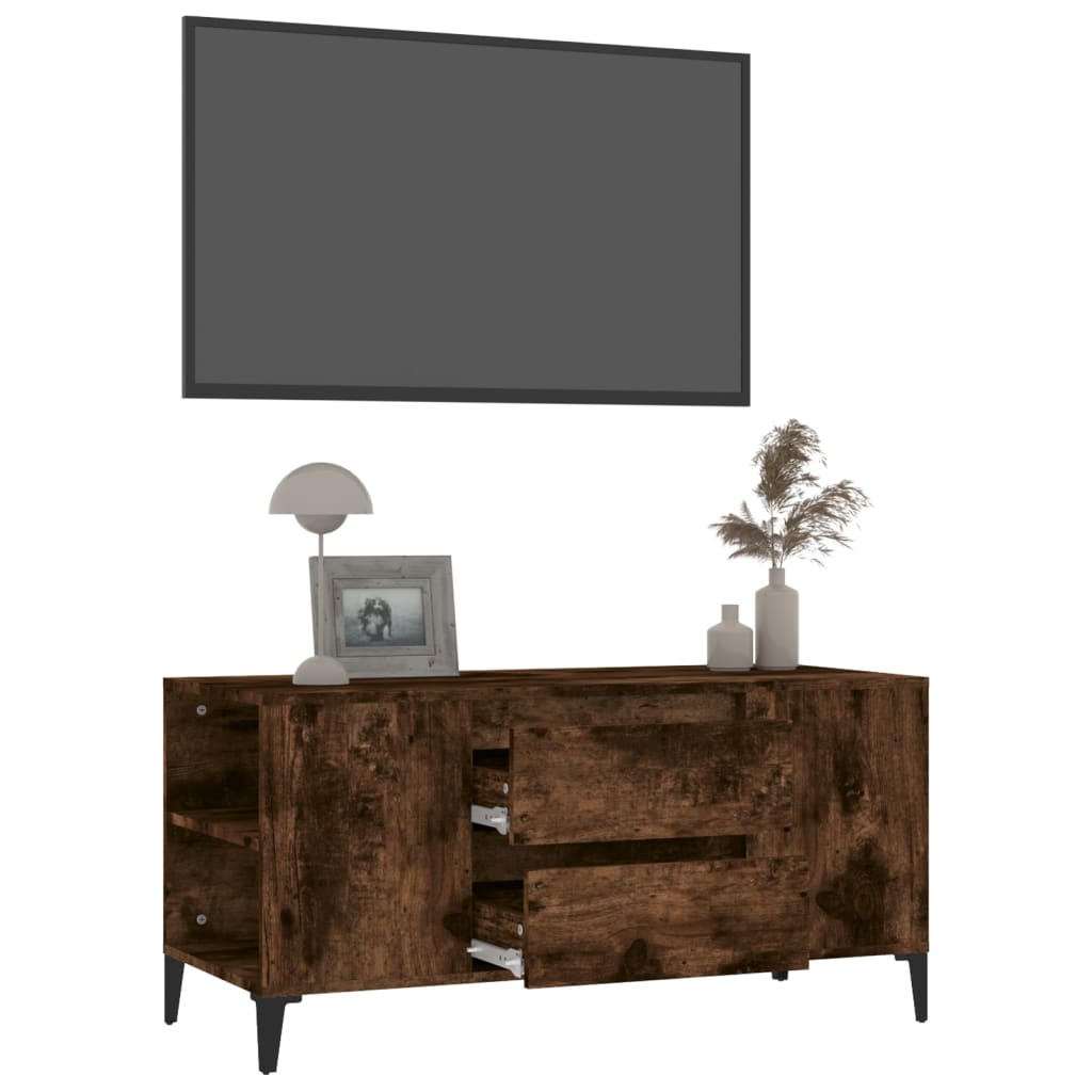 Tv-meubel 102x44,5x50 cm bewerkt hout gerookt eikenkleurig