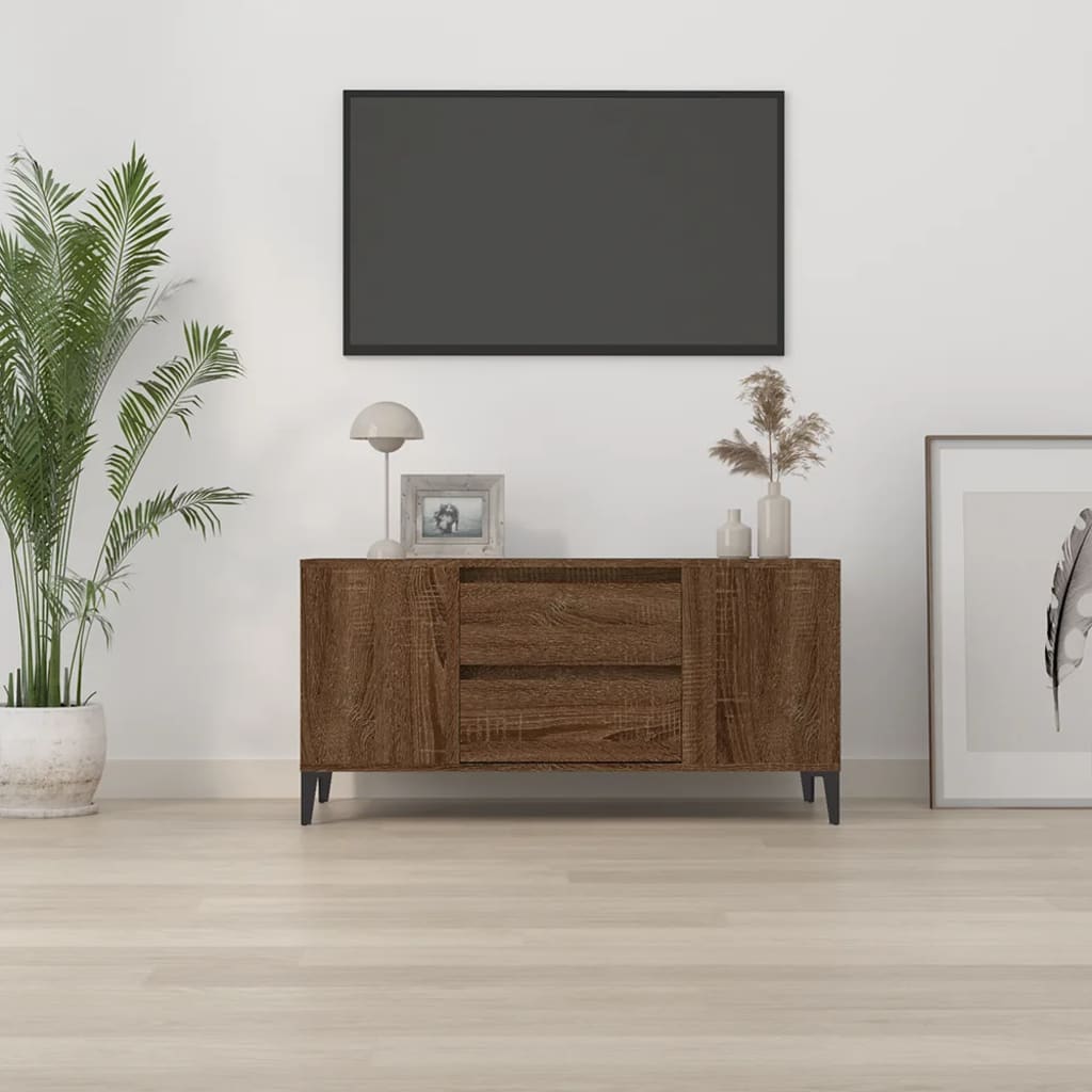 Tv-meubel 102x44,5x50 cm bewerkt hout bruin eikenkleur