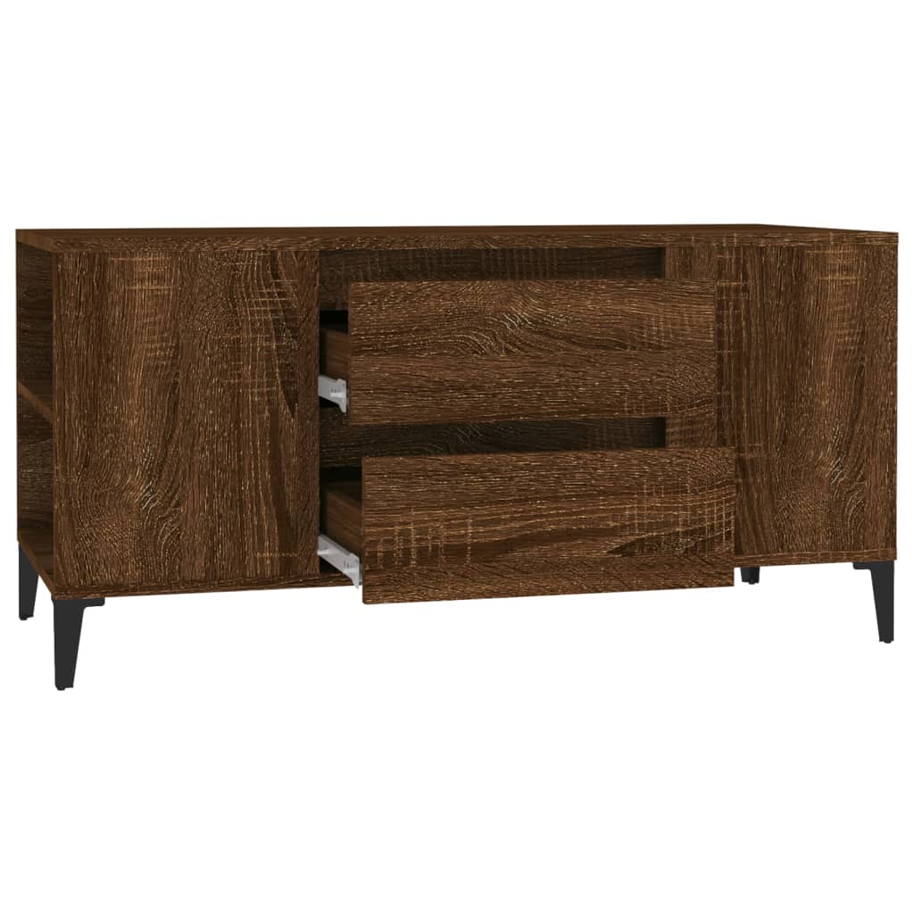 Tv-meubel 102x44,5x50 cm bewerkt hout bruin eikenkleur