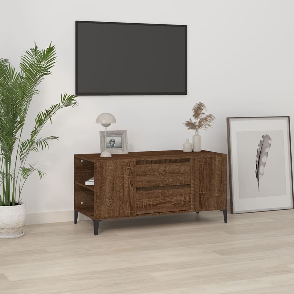 Tv-meubel 102x44,5x50 cm bewerkt hout bruin eikenkleur