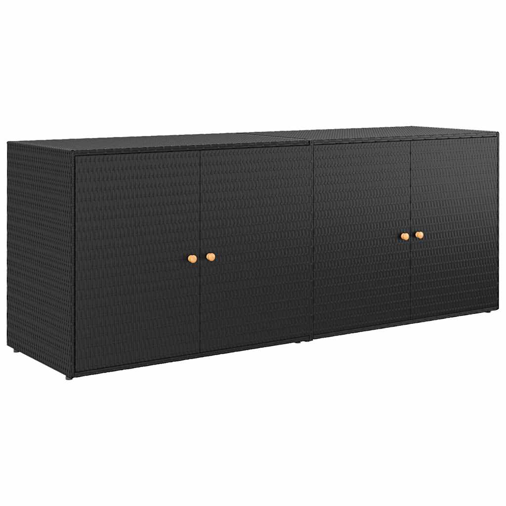 Tuinkast 198x55,5x80 cm poly rattan zwart