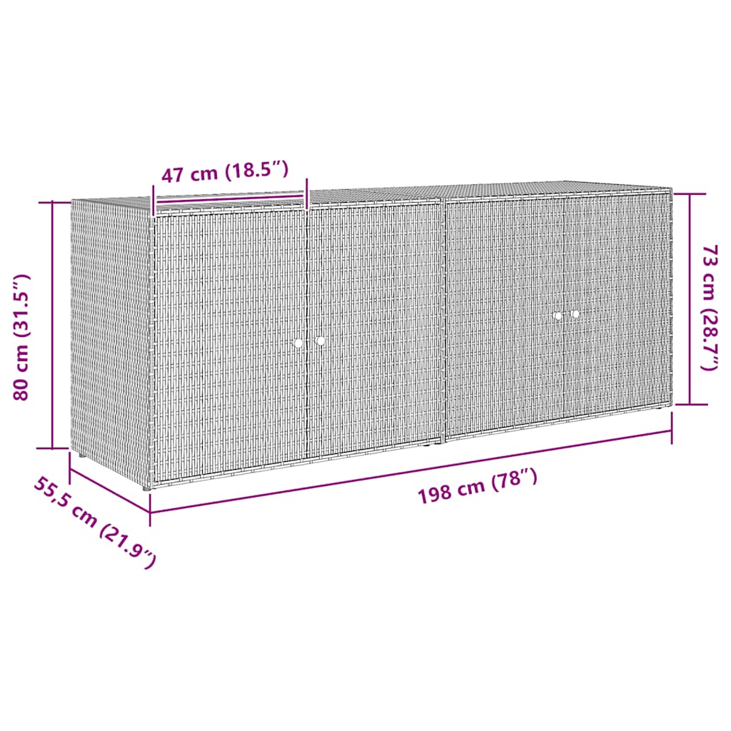 Tuinkast 198x55,5x80 cm poly rattan zwart