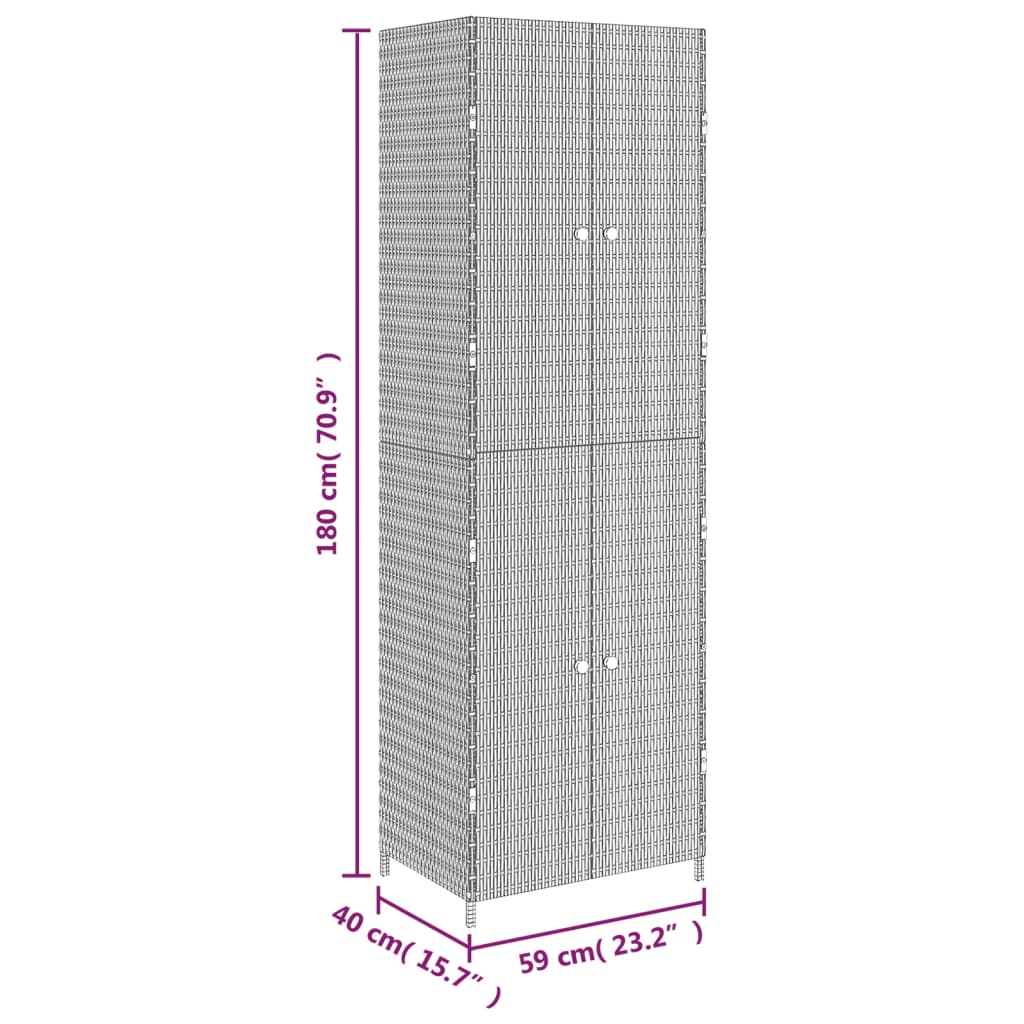 Tuinkast 59x40x180 cm poly rattan zwart