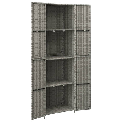 Tuinkast 59x40x180 cm poly rattan grijs