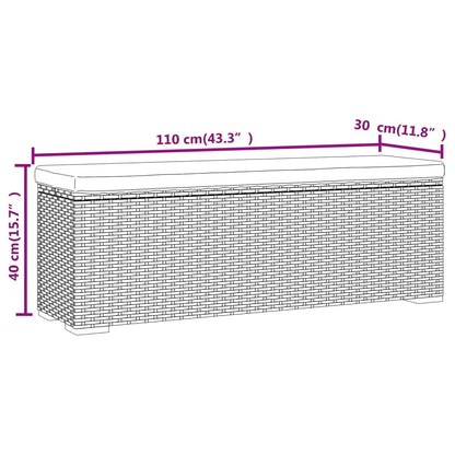 Voetenbankje met kussen 110x30x40 cm poly rattan zwart