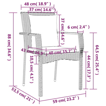 Tuinstoelen 2 st met kussens poly rattan grijs