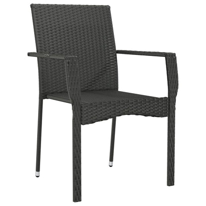 Tuinstoelen 4 st met kussens poly rattan zwart