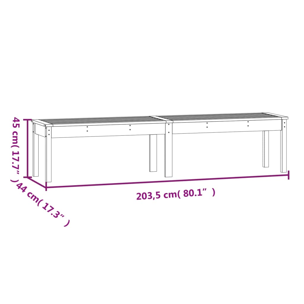 Tuinbank 2-zits 203,5x44x45 cm massief grenenhout honingbruin