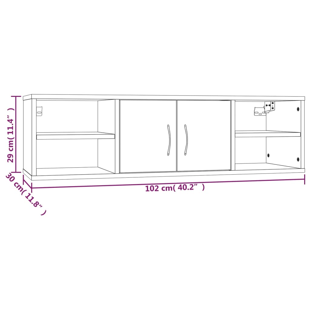 Wandschap 102x30x29 cm bewerkt hout gerookt eikenkleurig